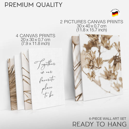 Novart Wandbilder Set Boho Natur Line Art - KEIN EXTRA RAHMEN BENÖTIGT -  Modern Deko  - Wohnzimmer Schlafzimmer N026963a