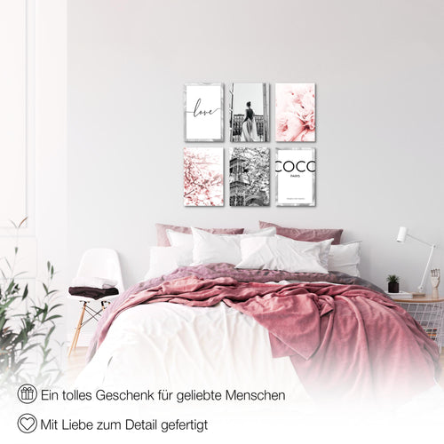 Novart Wandbilder Set Fashion - KOMPLETT AUFHÄNGFERTIG - Made in Germany - Moderne Bilder  Wohnzimmer Mädchen Teenager - N021764a