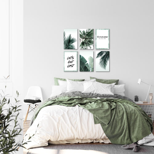 Novart Wandbilder Set Palmen - KOMPLETT AUFHÄNGFERTIG - Made in Germany - Moderne Bilder  Wohnzimmer Schlafzimmer - N014764a