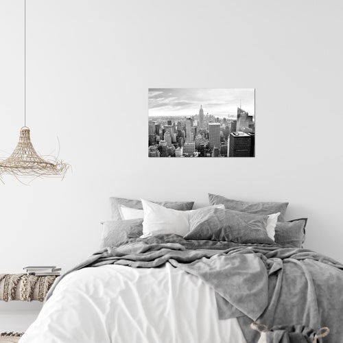 Runa Art Bild New York Skyline Modern Wandbilder Wohnzimmer Büro 1 Teilig - Made In Germany - Städte Schwarz Weiss Flur 010215c