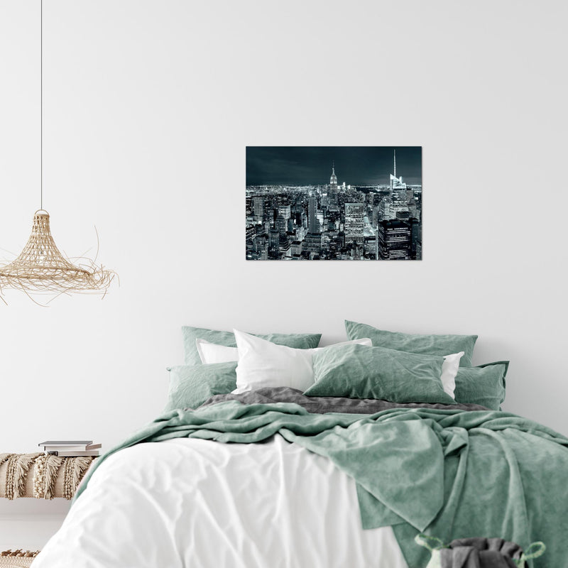 Runa Art Bild New York Skyline Modern Wandbilder Wohnzimmer Büro 1 Teilig - Made In Germany - USA Türkis Blau Flur 036215b