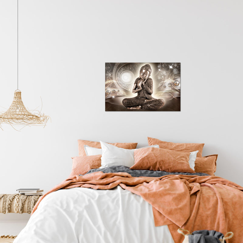 Runa Art Bild Buddha Zen Modern Wandbilder Wohnzimmer Schlafzimmer 1 Teilig - Made In Germany - Feng Shui Braun Flur 041615a