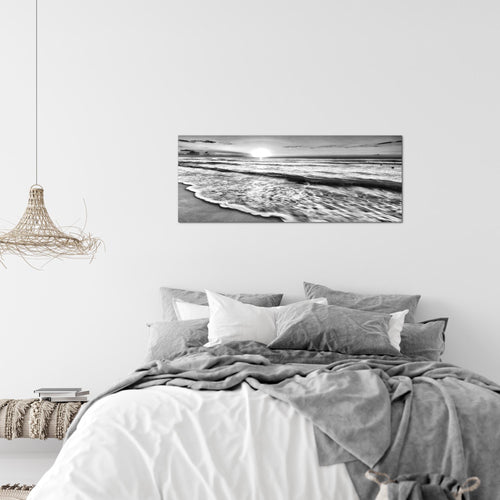 Runa Art Wandbild Landschaft 100 x 40 cm Modern Bild auf Vlies Leinwand Schwarz Wohnzimmer Schlafzimmer Büro Strand 023712c