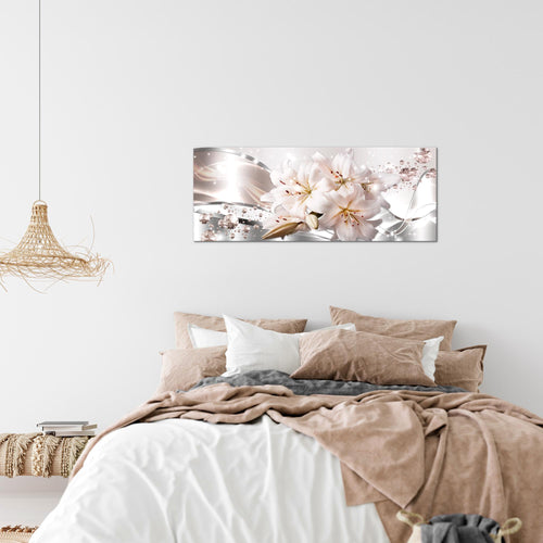 Runa Art Wandbild Blumen Pflanzen 100 x 40 cm Modern Bild auf Vlies Leinwand Weiß Wohnzimmer Schlafzimmer Büro Blumen 021812a