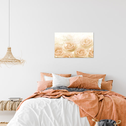 Runa Art Bild Blumen Rosen Modern Wandbilder Wohnzimmer 1 Teilig - Made In Germany - Vintage Beige Flur 017215b