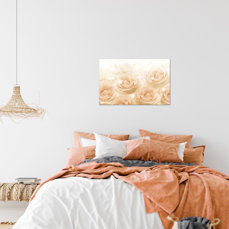 Runa Art Bild Blumen Rosen Modern Wandbilder Wohnzimmer 1 Teilig - Made In Germany - Vintage Beige Flur 017215b