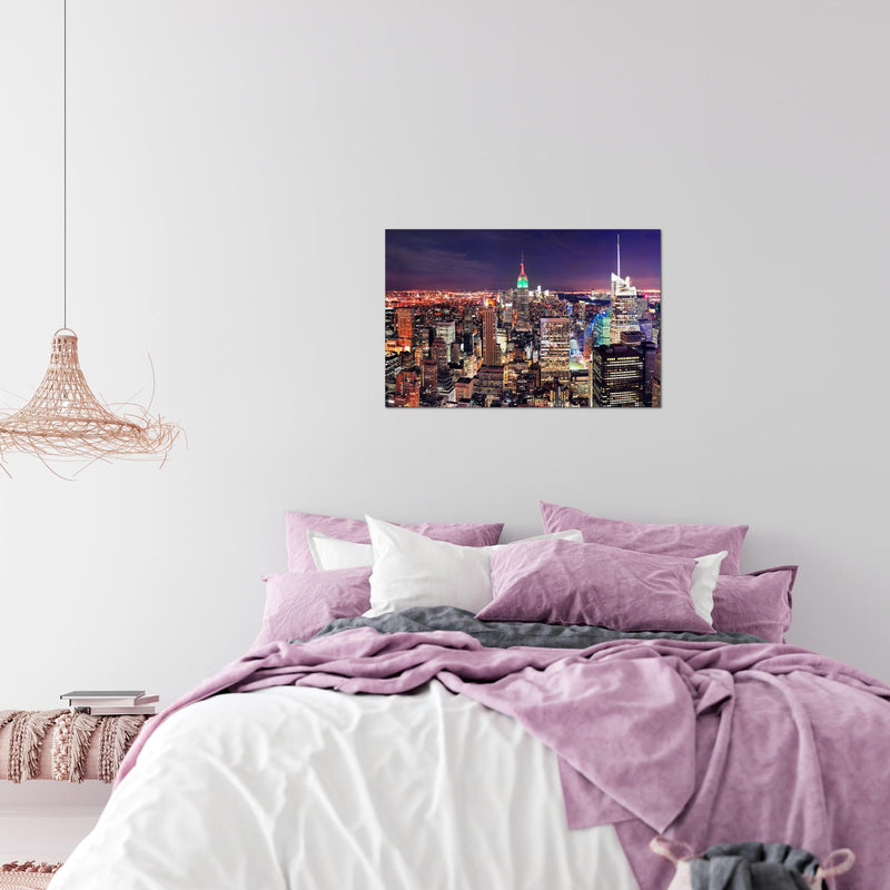 Runa Art Bild New York Skyline Modern Wandbilder Wohnzimmer Büro 1 Teilig - Made In Germany - Städte Violett Lila Flur 036215a