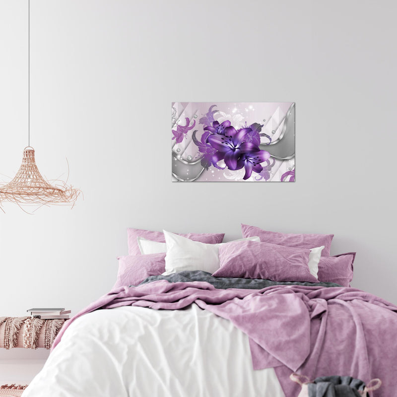 Runa Art Bild Blumen Lilien Modern Wandbilder Wohnzimmer 1 Teilig - Made In Germany - Abstrakt Violett Lila Flur 016515c