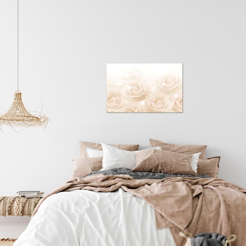 Runa Art Bild Blumen Rosen Modern Wandbilder Wohnzimmer 1 Teilig - Made In Germany - Vintage Beige Flur 017215c