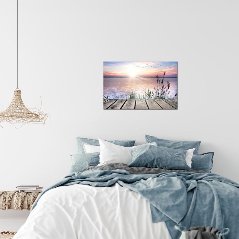 Runa Art Bild Brücke Am See Modern Wandbilder Wohnzimmer Schlafzimmer 1 Teilig - Made In Germany - Panorama Bunt Flur 034315a