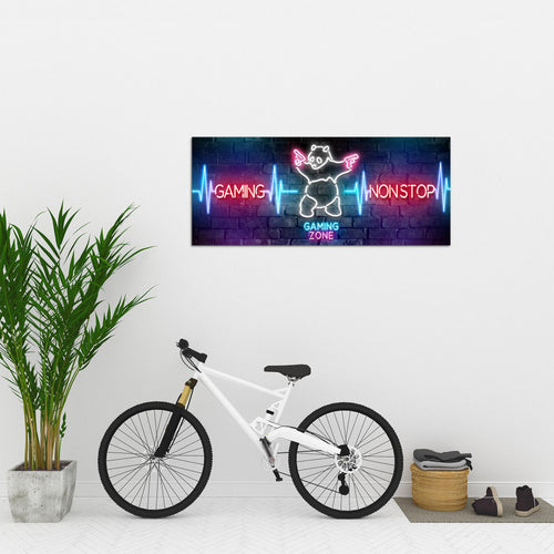 Runa Art Wandbild Spielkonsole Gaming 100 x 40 cm Modern Bild auf Vlies Leinwand Jugendzimmer Teenager Kinderzimmer Bunt 045012a