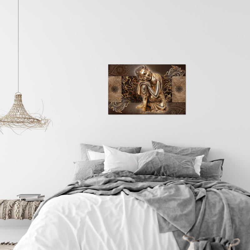 Runa Art Bild Buddha Zen Modern Wandbilder Wohnzimmer Schlafzimmer 1 Teilig - Made In Germany - Feng Shui Braun Flur 041315b