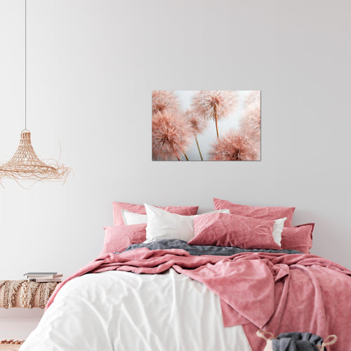 Runa Art Bild Blumen Pusteblumen Modern Wandbilder Wohnzimmer 1 Teilig - Made In Germany - Natur Grau Rosa Flur 042015a