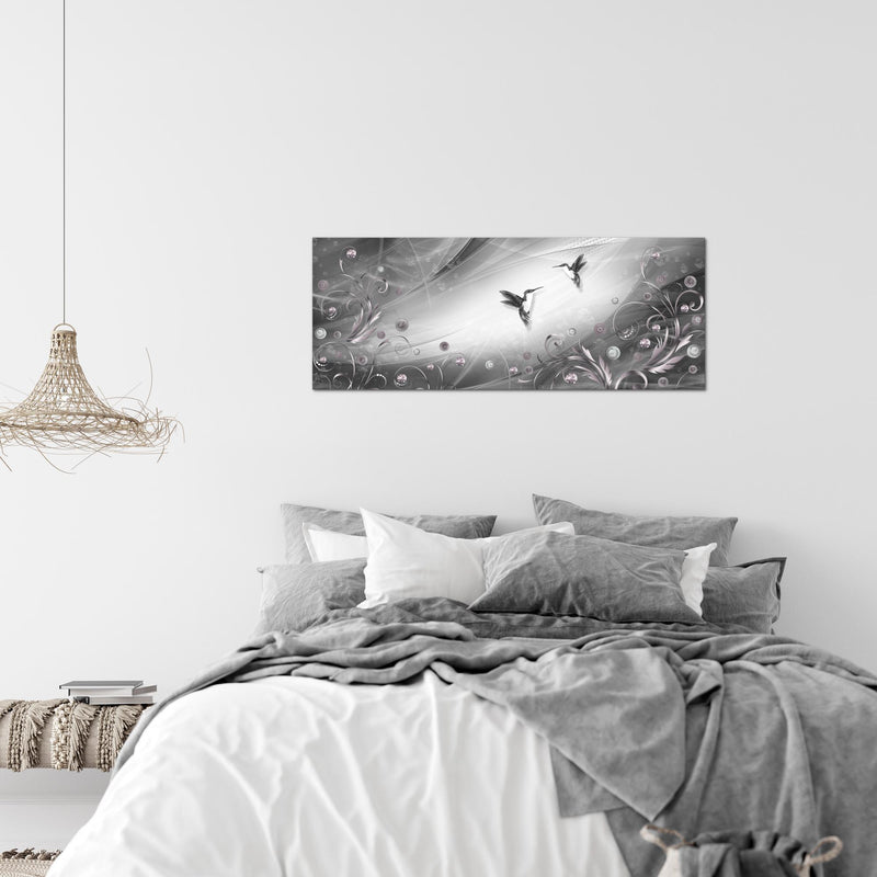 Runa Art Wandbild Vintage Vogel 1 Teilig 100 x 40 cm Modern Bild auf Vlies Leinwand Abstrakt Wohnzimmer Schlafzimmer Schwarz Weiss 038312c
