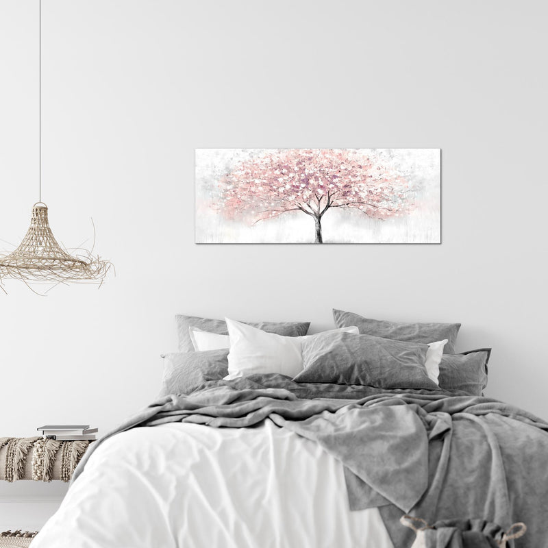 Runa Art Wandbild Blumen Pflanzen 100 x 40 cm Modern Bild auf Vlies Leinwand Rosa Wohnzimmer Schlafzimmer Büro Blütenbaum 053212b