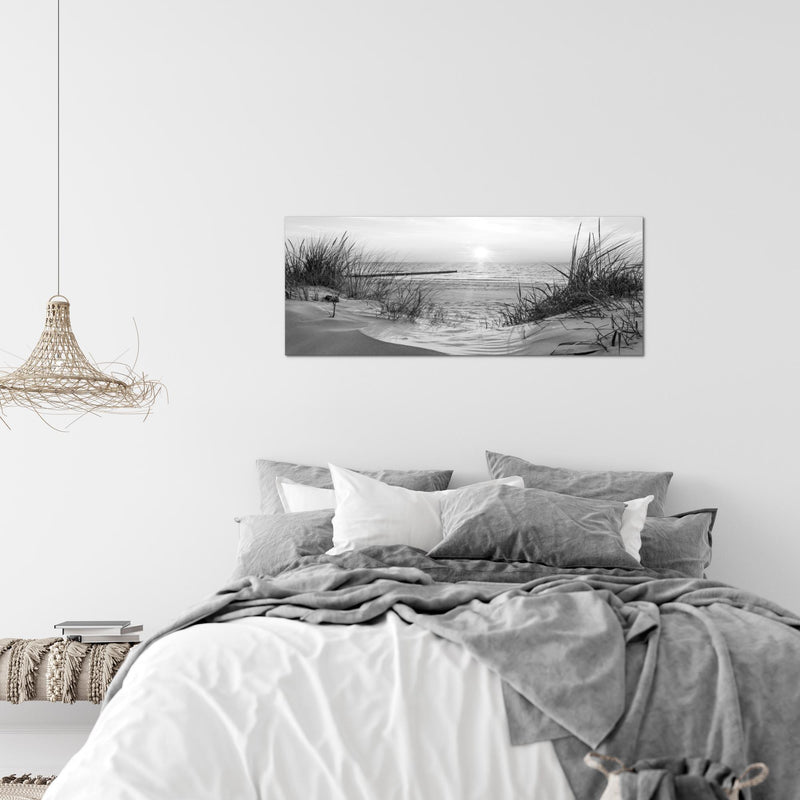 Runa Art Wandbild Landschaft 100 x 40 cm Modern Bild auf Vlies Leinwand Schwarz Wohnzimmer Schlafzimmer Büro Strand 041712c