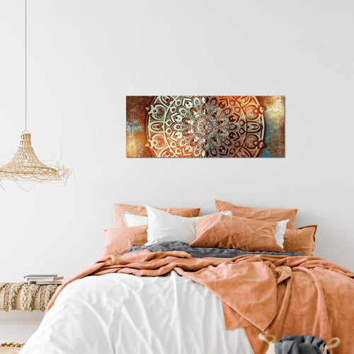 Runa Art Wandbild Mandala Abstrakt 1 Teilig 100 x 40 cm Modern Bild auf Vlies Leinwand Kupfer Wohnzimmer Schlafzimmer Beige Braun 040112a