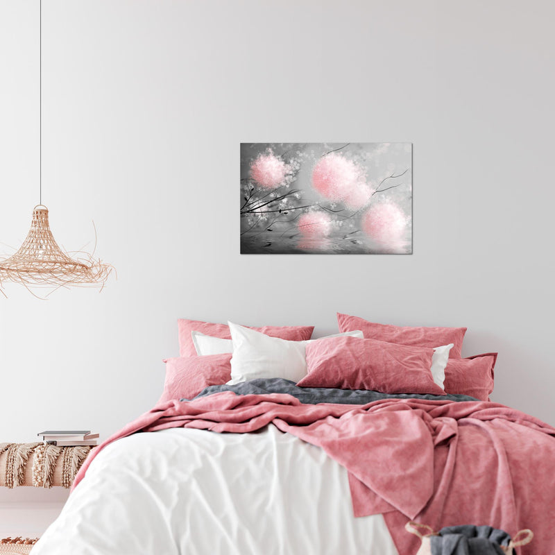 Runa Art Bild Pusteblumen Modern Wandbilder Wohnzimmer Schlafzimmer 1 Teilig - Made In Germany - Abstrakt Grau Rosa Flur 044215b