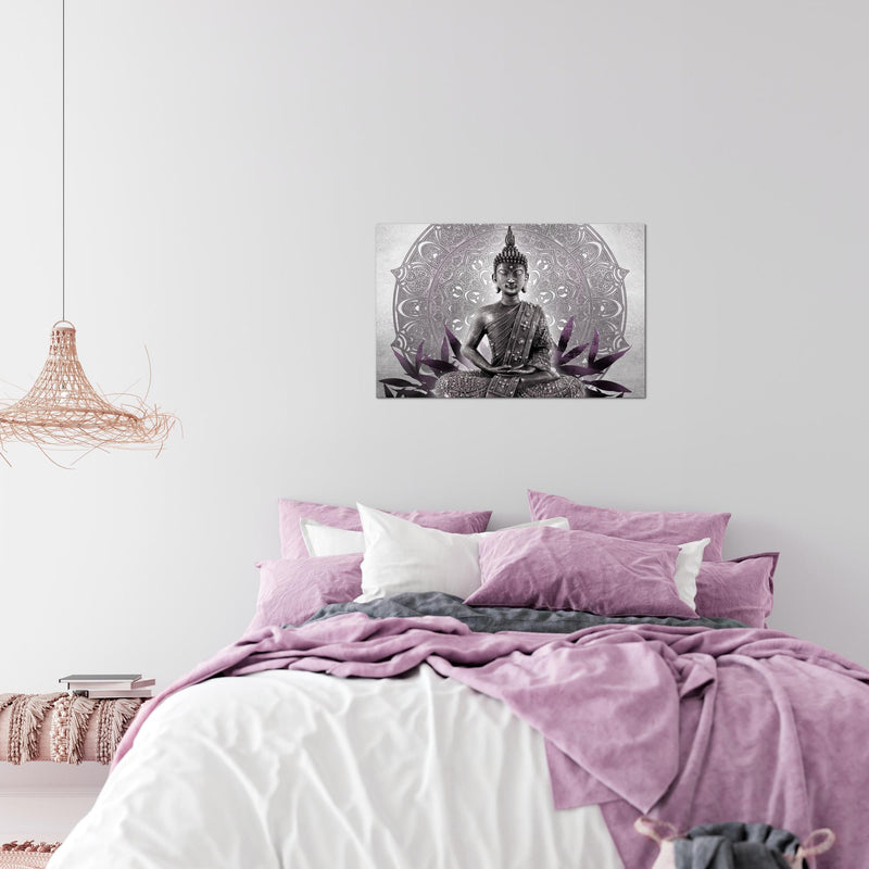 Runa Art Bild Buddha Modern Wandbilder Wohnzimmer Schlafzimmer 1 Teilig - Made In Germany - Orientalisch Schwarz Weiss Flur 031215c