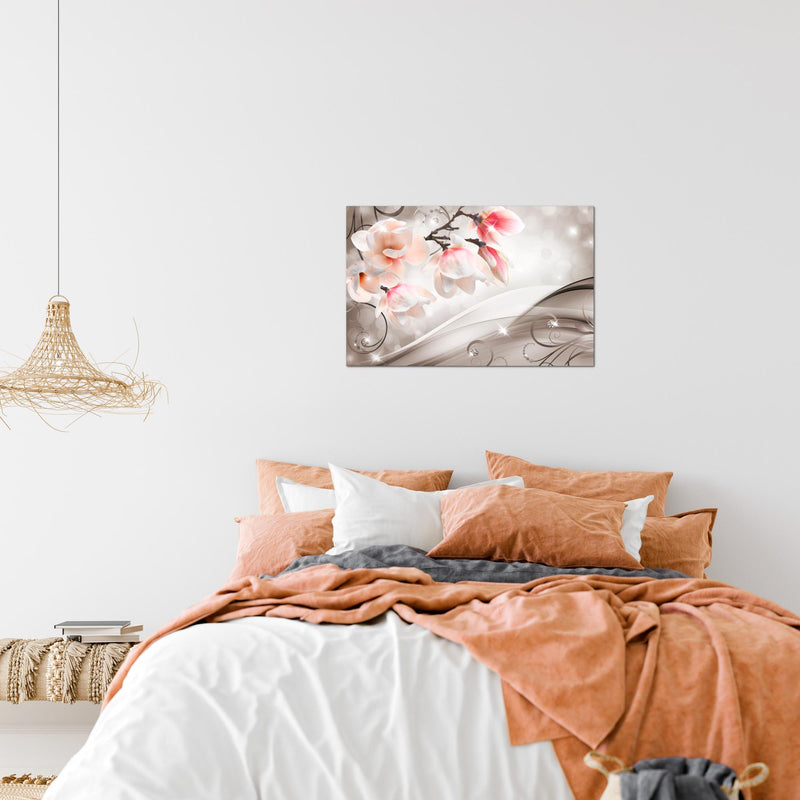 Runa Art Bild Blumen Abstrakt Modern Wandbilder Wohnzimmer 1 Teilig - Made In Germany - Diamant Beige Braun Flur 035315b