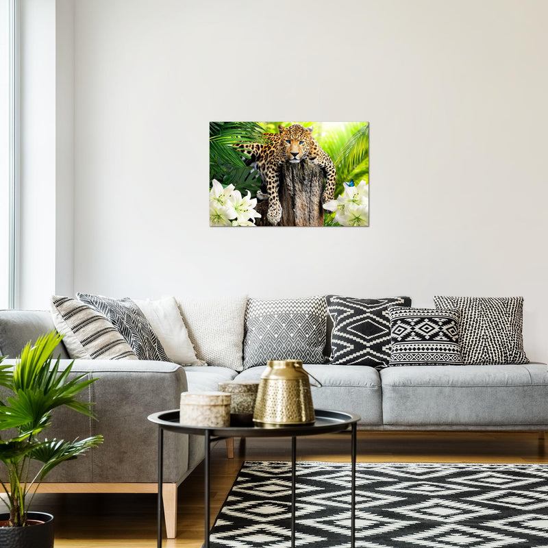 Runa Art Bild Afrika Leopard Modern Wandbilder Wohnzimmer Schlafzimmer 1 Teilig - Made In Germany - Natur Savanne Grün Flur 006715a