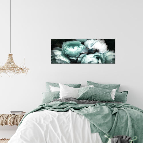 Runa Art Wandbild Blumen Rosen 1 Teilig 100 x 40 cm Modern Bild auf Vlies Leinwand Vintage Wohnzimmer Schwarz Bunt 039112b