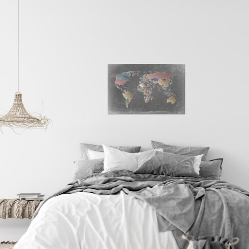 Runa Art Bild Weltkarte Modern Wandbilder Wohnzimmer Büro 1 Teilig - Made In Germany - Länder Modern Bunt Flur 107615a
