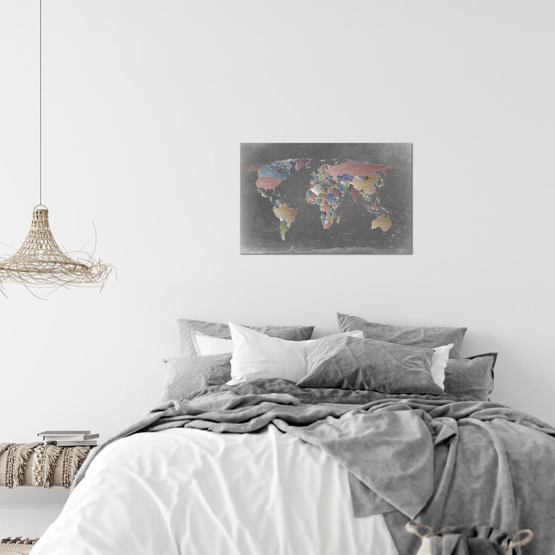 Runa Art Bild Weltkarte Modern Wandbilder Wohnzimmer Büro 1 Teilig - Made In Germany - Länder Modern Bunt Flur 107615a