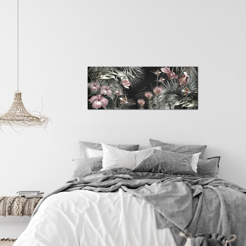 Runa Art Wandbild Blumen 100 x 40 cm Modern Bild auf Vlies Leinwand Vintage Natur Wohnzimmer Grün 043312b