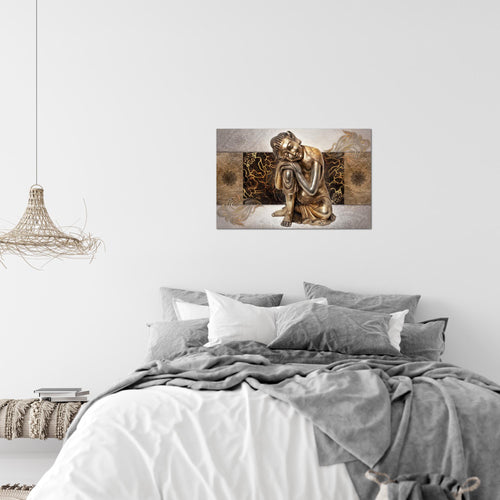 Runa Art Bild Buddha Zen Modern Wandbilder Wohnzimmer Schlafzimmer 1 Teilig - Made In Germany - Feng Shui Beige Flur 041315c