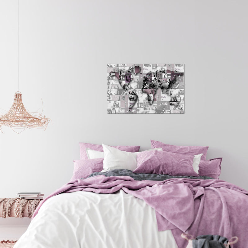 Runa Art Bild Weltkarte Banksy Collage Modern Wandbilder Wohnzimmer Büro 1 Teilig - Made In Germany - Pop Art Bunt Flur 104515a