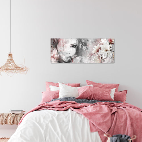 Runa Art Wandbild Blumen Vintage 1 Teilig 100 x 40 cm Modern Bild auf Vlies Leinwand Frau Wohnzimmer Bunt 039312a