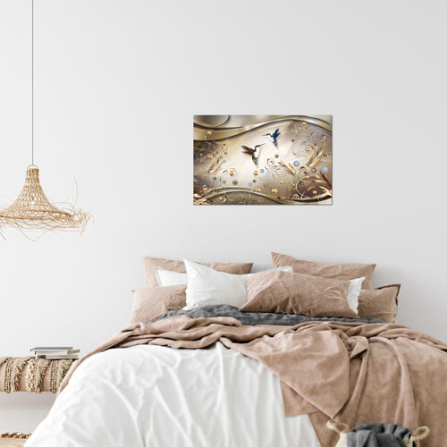Runa Art Bild Vintage Vogel Modern Wandbilder Wohnzimmer Schlafzimmer 1 Teilig - Made In Germany - Abstrakt Biege Braun Flur 038315a