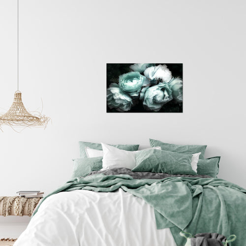 Runa Art Bild Blumen Rosen Modern Wandbilder Wohnzimmer 1 Teilig - Made In Germany - Vintage Schwarz Bunt Flur 039115b