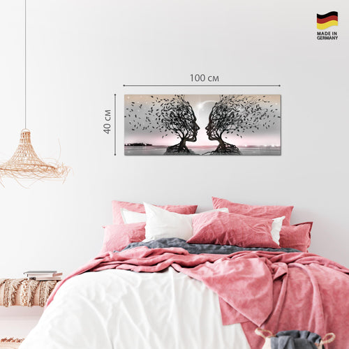 Runa Art Wandbild Abstrakt 100 x 40 cm Modern Bild auf Vlies Leinwand Schwarz Wohnzimmer Schlafzimmer Büro Gesichter 044812b