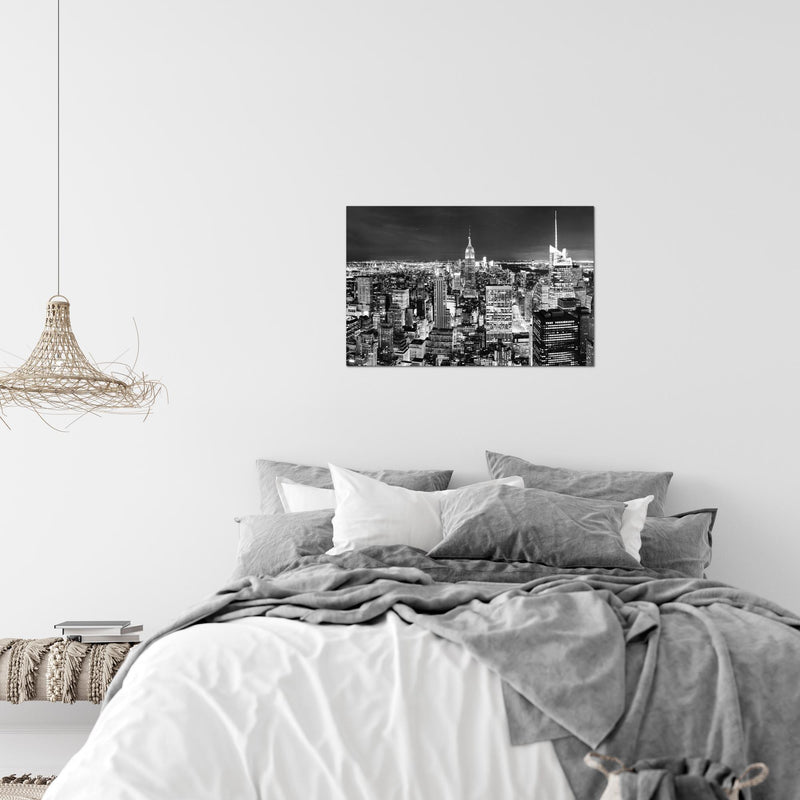 Runa Art Bild New York Skyline Modern Wandbilder Wohnzimmer Büro 1 Teilig - Made In Germany - Amerika NY Schwarz Weiss Flur 036215c