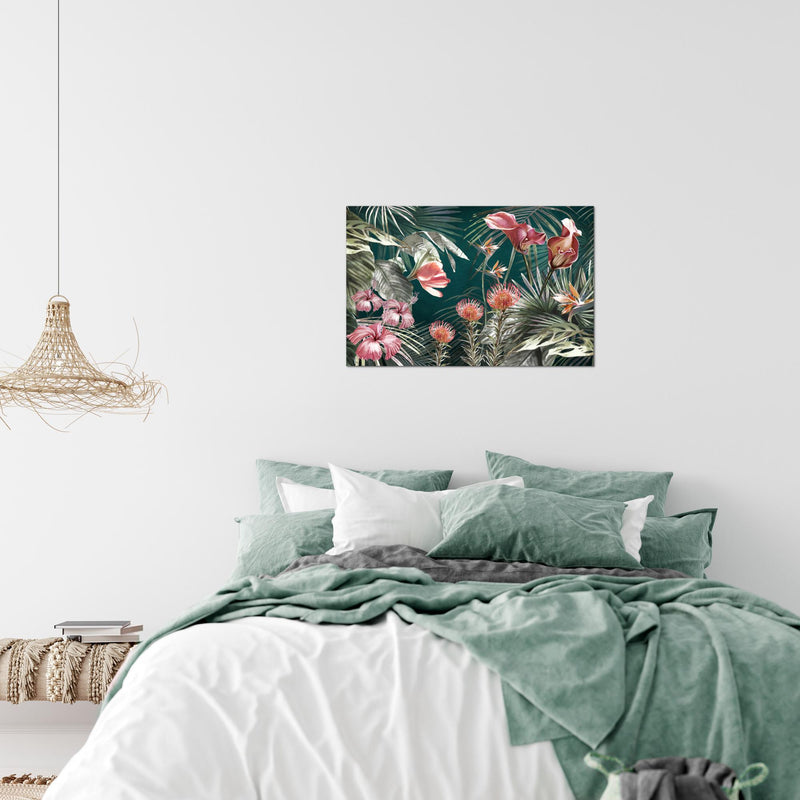 Runa Art Bild Blumen Modern Wandbilder Wohnzimmer 1 Teilig - Made In Germany - Vintage Natur Grün Bunt Flur 043315a