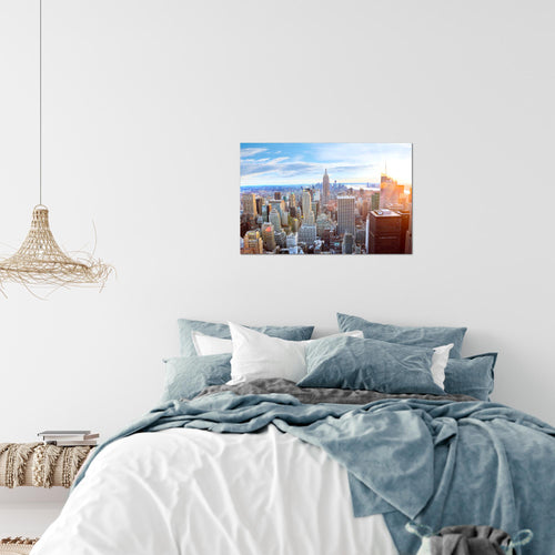 Runa Art Bild New York Skyline Modern Wandbilder Wohnzimmer Büro 1 Teilig - Made In Germany - NY City Blau Beige Flur 010215a