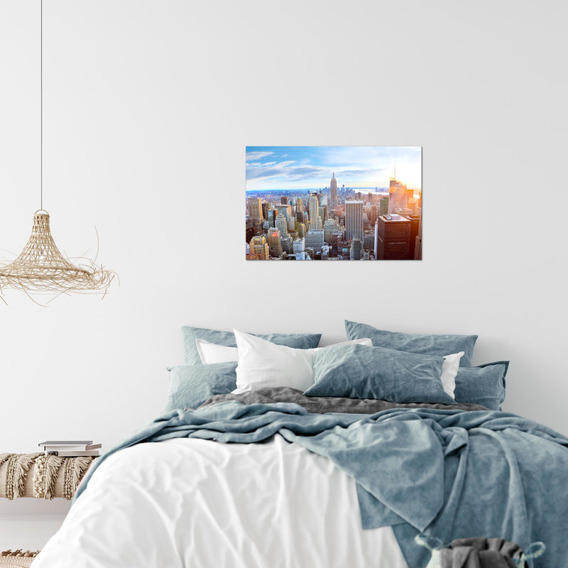 Runa Art Bild New York Skyline Modern Wandbilder Wohnzimmer Büro 1 Teilig - Made In Germany - NY City Blau Beige Flur 010215a