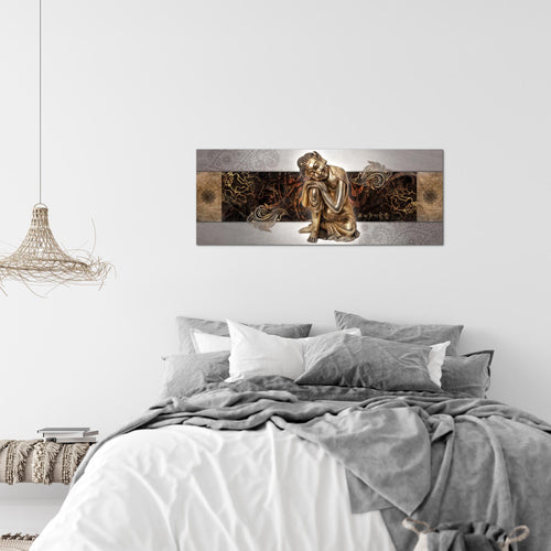 Runa Art Wandbild Buddha Zen 1 Teilig 100 x 40 cm Modern Bild auf Vlies Leinwand Feng Shui Wohnzimmer Schlafzimmer Beige 041312c