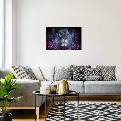 Runa Art Bild Sternzeichen Löwe Modern Wandbilder Wohnzimmer Schlafzimmer 1 Teilig - Made In Germany - Abstrakt Tiere Lila Flur 040715c