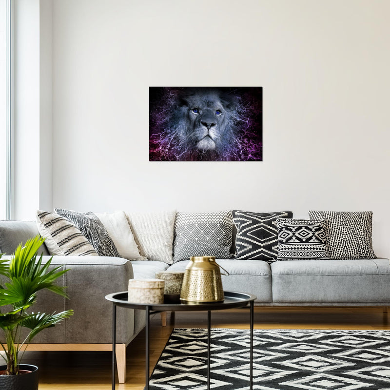 Runa Art Bild Sternzeichen Löwe Modern Wandbilder Wohnzimmer Schlafzimmer 1 Teilig - Made In Germany - Abstrakt Tiere Lila Flur 040715c