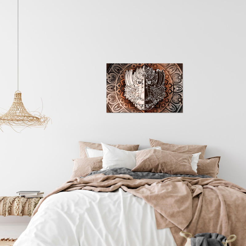 Runa Art Bild Mandala Abstrakt Modern Wandbilder Wohnzimmer Schlafzimmer 1 Teilig - Made In Germany - Kupfer Beige Braun Flur 040115c