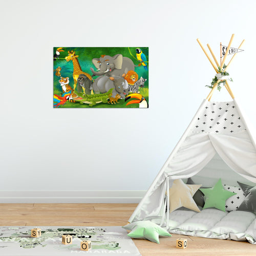 Runa Art Bild Tiere Dschungel Modern Wandbilder Spielzimmer Baby 1 Teilig - Made In Germany - Kinderzimmer Bunt Flur 001815a