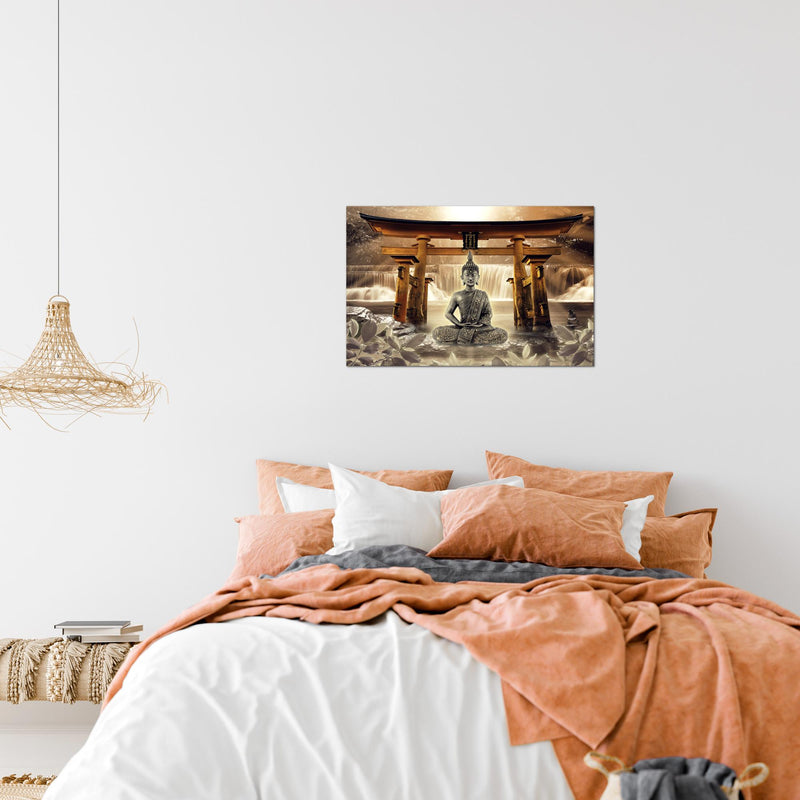 Runa Art Bild Feng Shui Buddha Modern Wandbilder Wohnzimmer Schlafzimmer 1 Teilig - Made In Germany - Wellness Zen Braun Flur 036415b