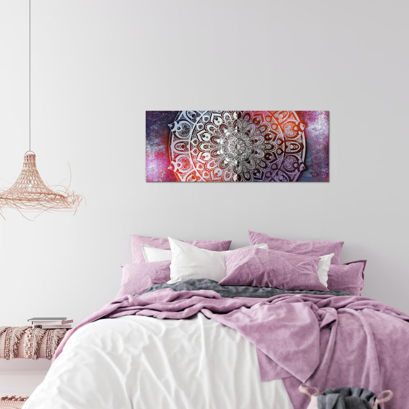 Runa Art Wandbild Mandala Abstrakt 1 Teilig 100 x 40 cm Modern Bild auf Vlies Leinwand Orientalisch Wohnzimmer Schlafzimmer Lila Violett 040112b