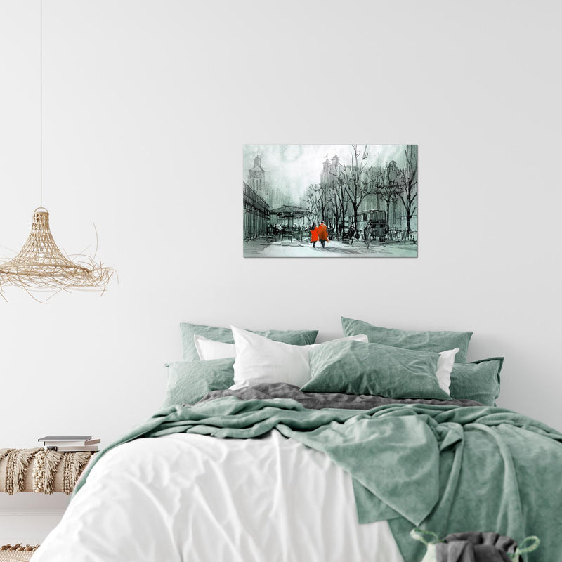 Runa Art Bild London Modern Wandbilder Wohnzimmer Schlafzimmer 1 Teilig - Made In Germany - Stadt Abstrakt Blau Flur 009715b