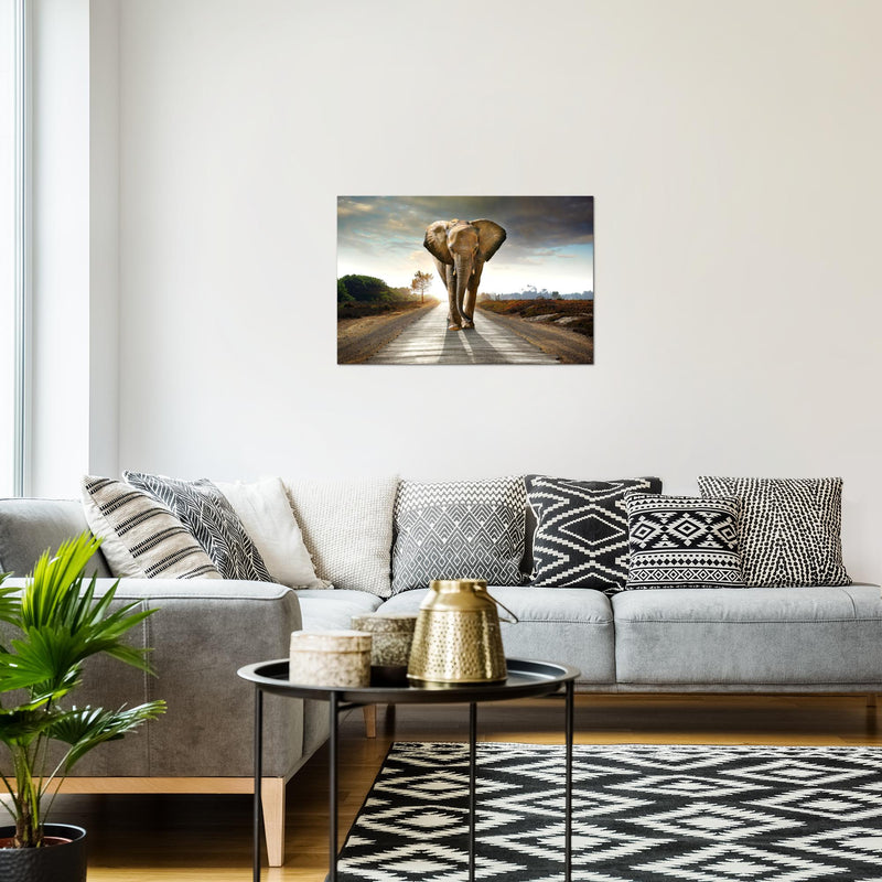 Runa Art Bild Afrika Elefant Modern Wandbilder Wohnzimmer Schlafzimmer 1 Teilig - Made In Germany - Tiere Braun Flur 042615a