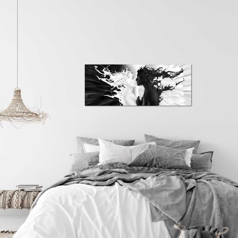 Runa Art Wandbild Blumen Pflanzen 100 x 40 cm Modern Bild auf Vlies Leinwand Weiß Wohnzimmer Schlafzimmer Büro Blumen 005012b