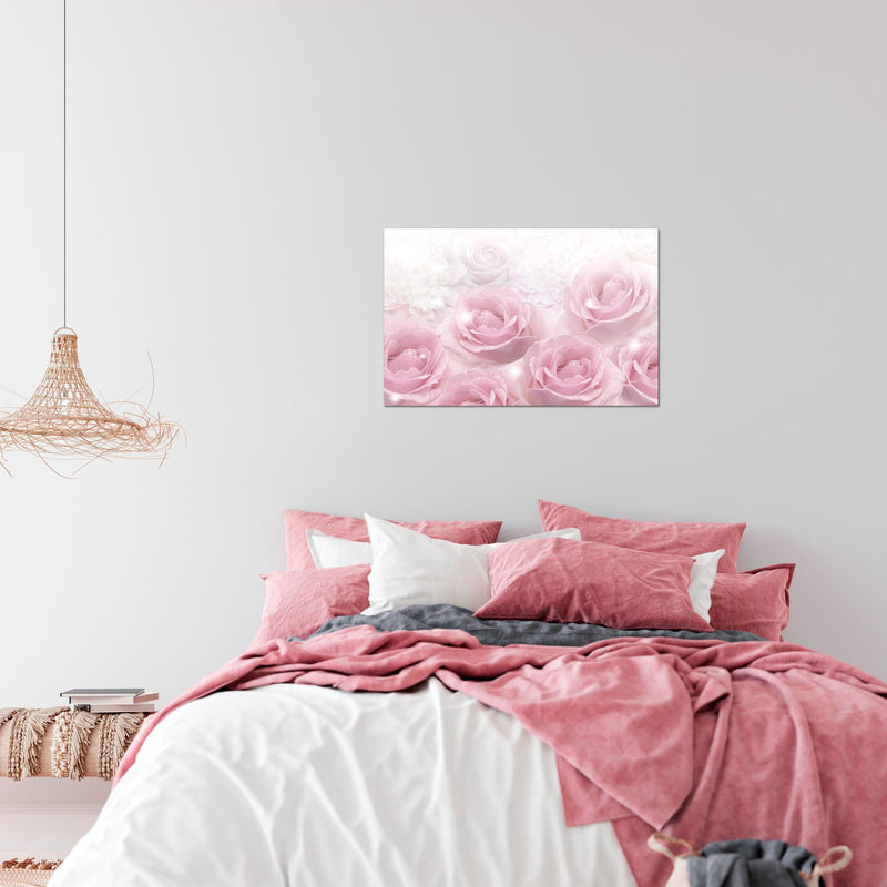Runa Art Bild Blumen Rosen Modern Wandbilder Wohnzimmer 1 Teilig - Made In Germany - Vintage Rosa Flur 017215a